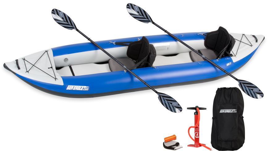Sea Eagle 380X Explorer Inflatable Kayak in blue and white