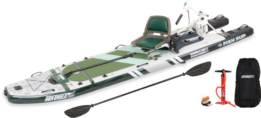 Sea Eagle FS1210 FishSUP Inflatable Fishing Stand-Up Paddleboard with motor