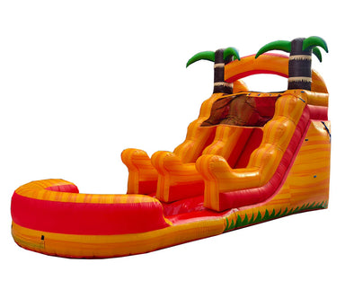 Inflatable water slide with tropical design side view