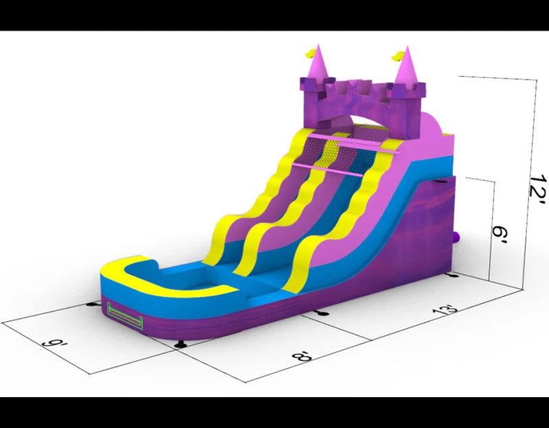 Colorful inflatable waterslide  with castle design dimensions