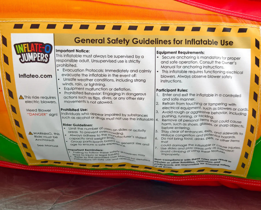 Safety guidelines for inflatable use on a waterslide
