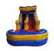 Inflatable water slide with blue and yellow colors front view