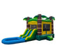 Inflatable water slide with jungle theme on a white background