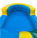 Blue inflatable pool with yellow edges on a white background